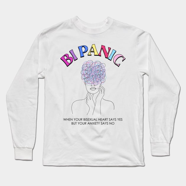 Bi Panic Bisexual Anxiety Themed LGBT Gift For Men Women Long Sleeve T-Shirt by FortuneFrenzy